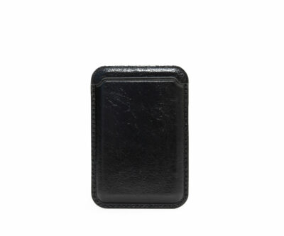 Genuine Leather MagSafe Card Holder / Magnetic Case For iPhone - Black