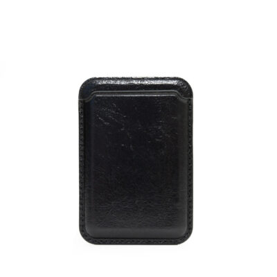 Genuine leather magsafe card holder / magnetic case for iphone - black