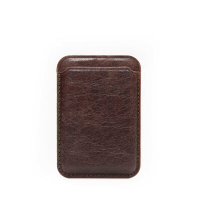 Genuine leather magsafe card holder / magnetic case for iphone - brown