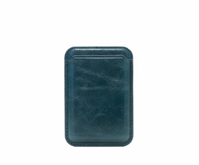 Genuine Leather MagSafe Card Holder / Magnetic Case For iPhone - Blue