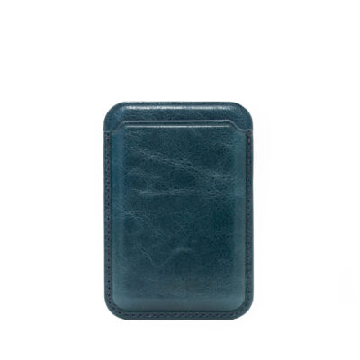Genuine leather magsafe card holder / magnetic case for iphone - blue