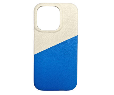 Genuine Leather MagSafe Case For iPhone 14 Pro - Blue / White