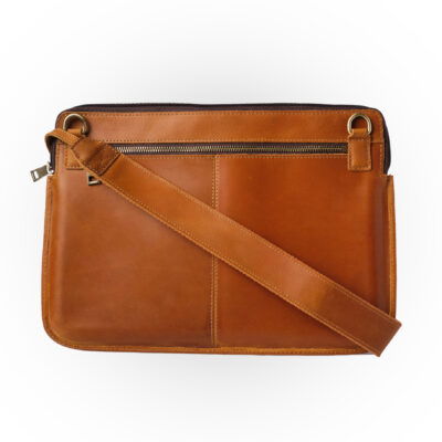 Leather laptop bag with shoulder strap | macbook 13" & 14"