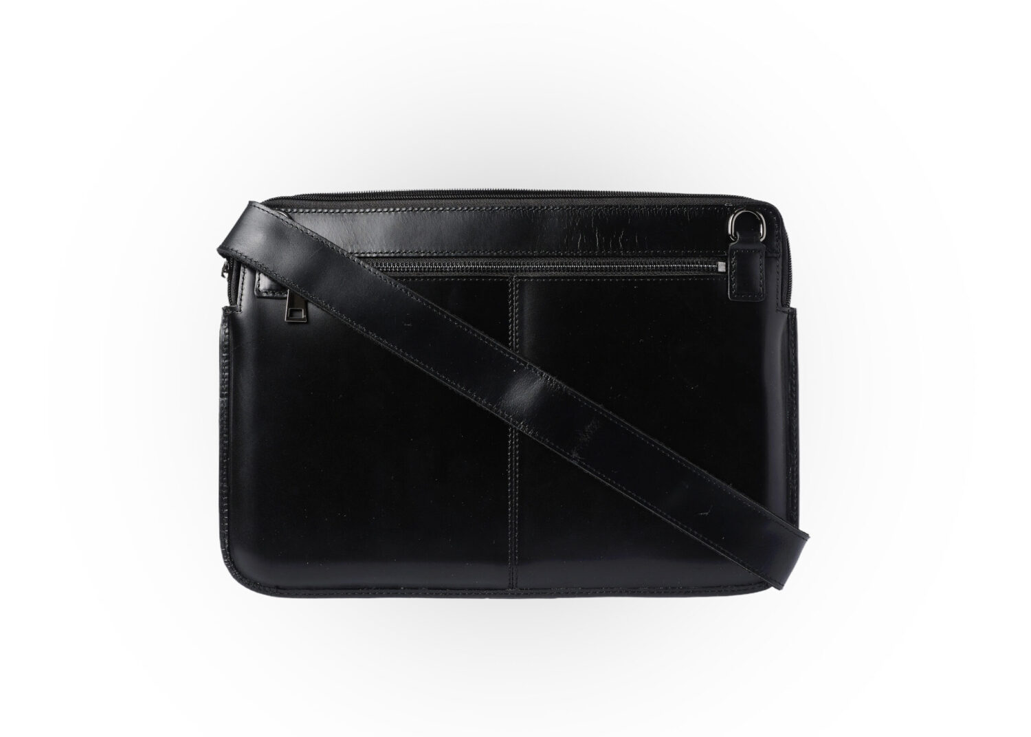 Genuine leather laptop bag with shoulder strap | 13" / 14" black