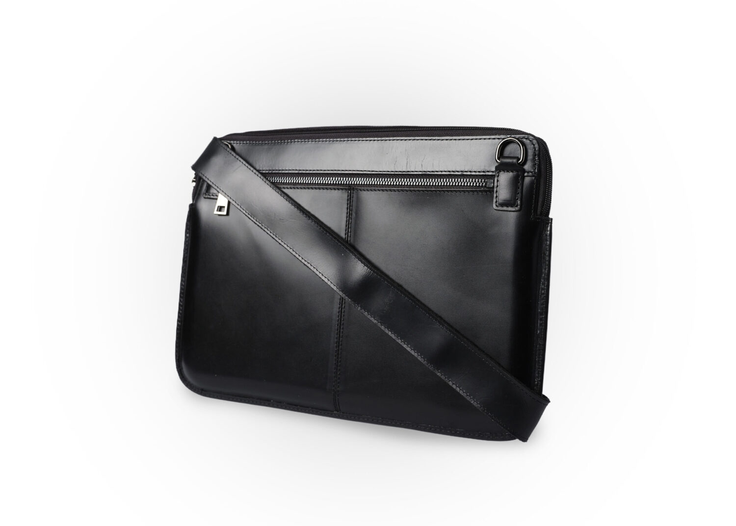 Genuine leather laptop bag with shoulder strap | 13" / 14" black - image 14