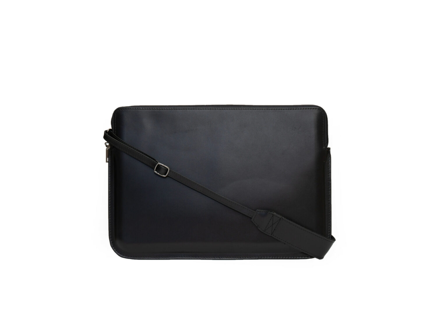 Genuine leather laptop bag with shoulder strap | 13" / 14" black - image 3
